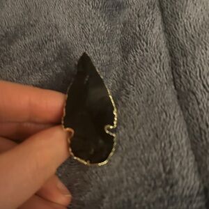 Black Stone Pendant with Gold Trim